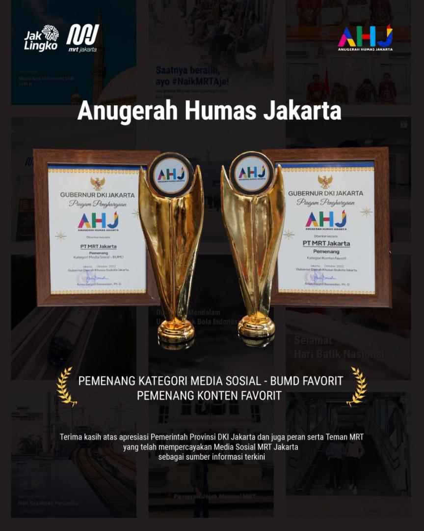 PT MRT Jakarta (Perseroda) Terima Dua Penghargaan Anugerah Humas ...